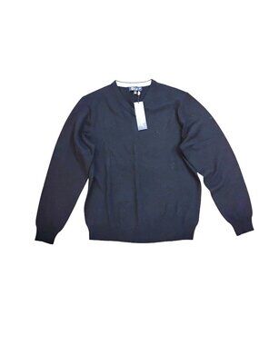 GARRETT SCOTT Mens L Black Fine Merino Wool Lightweight Sweater